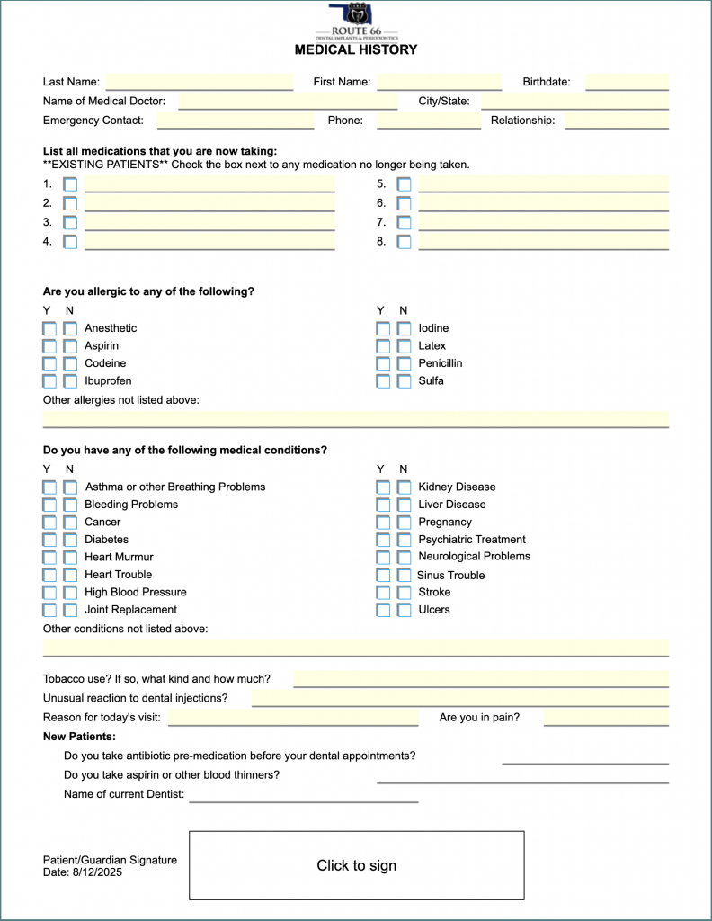 New Patient form